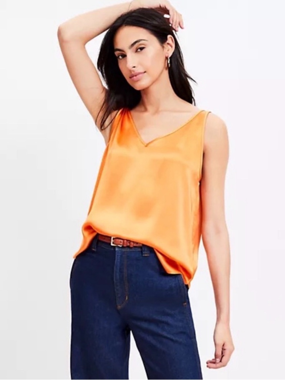 NWT LOFT Orange Satin V-Neck Camisole